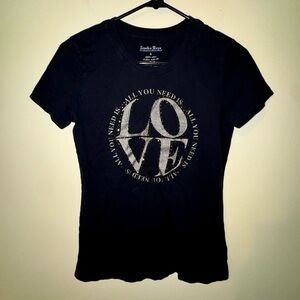 Vintage Y2K Lucky Brand x The Beatles Black 'LOVE' Graphic Tee